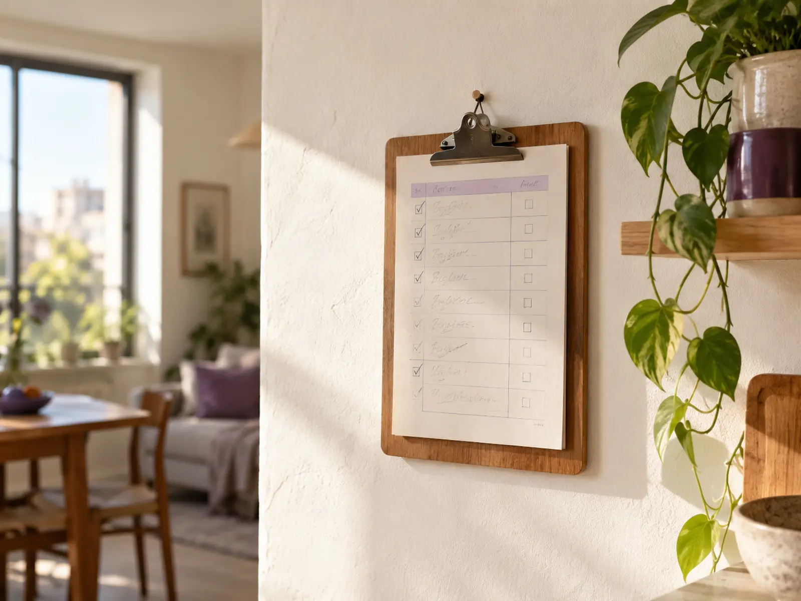 A clipboard with a weekly routine checklist