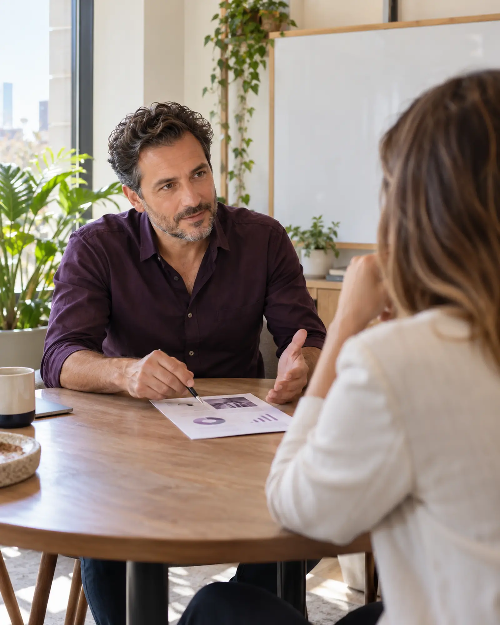 An agency founder in a client meeting